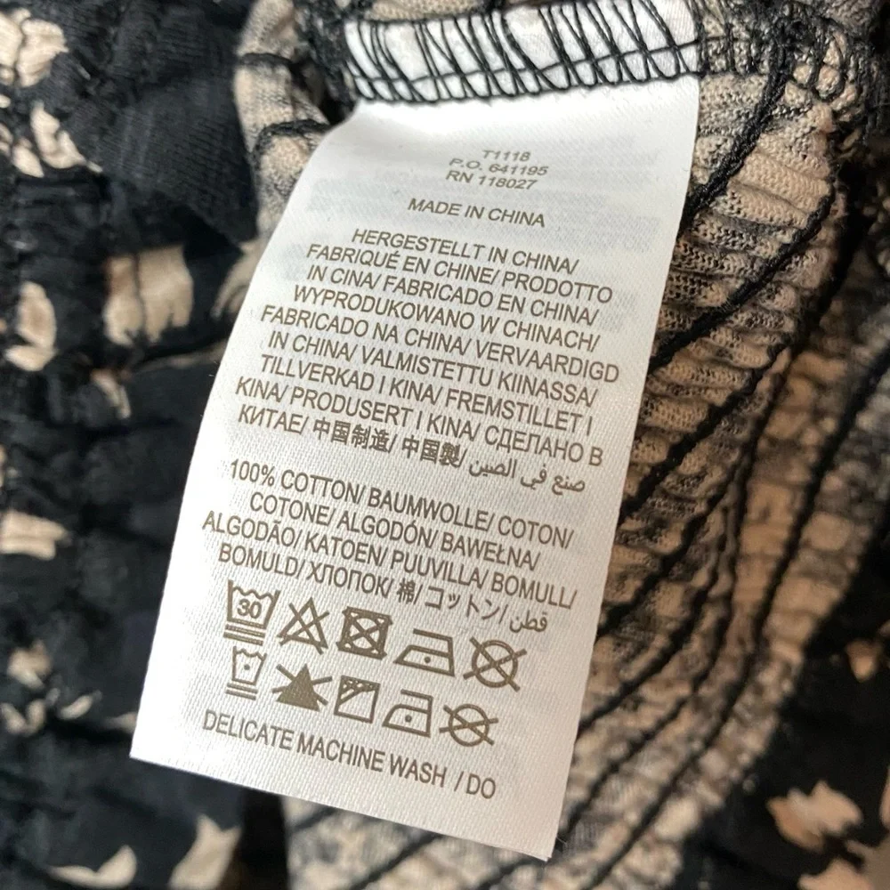 Boden Square Neck Smocked Jersey Crop Top in Black Bud